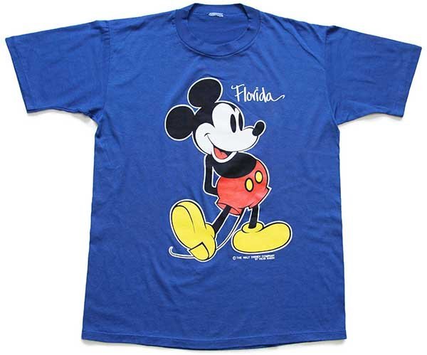 80s Disneyディズニー ミッキー マウス Florida Tシャツ 青 