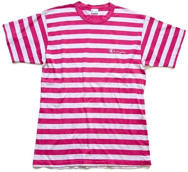 ★USA製 チャンピオン スクリプトロゴ ピンク シングルステッチ Tシャツ