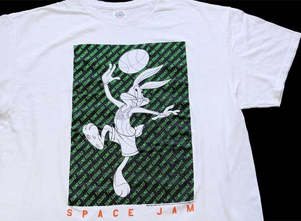 画像1: 00s SPACE JAMスペースジャム TUNE SQUAD バッグスバニー コットンTシャツ 白 XL (1)