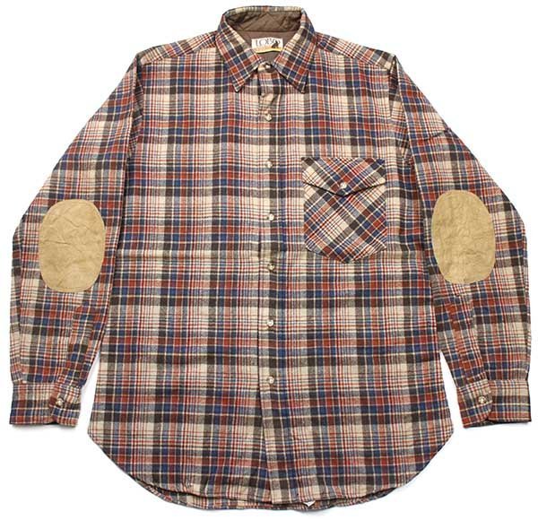 70s PENDLETONペンドルトン LOBO チェック エルボーパッチ付き ウール