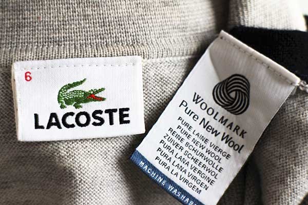 90s LACOSTE ラコステ ツートン 切り替え ウールニット ポロシャツ