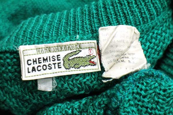 70s フランス製 CHEMISE LACOSTE ラコステ ワンポイント 編み柄