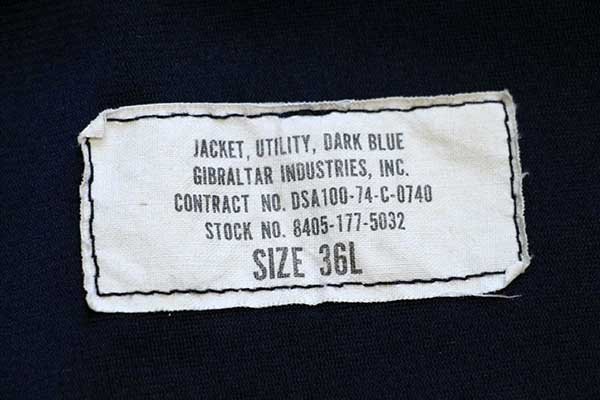70s 米軍 U.S.NAVY ユーティリティジャケット 濃紺 36L