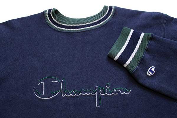 90s Champion リバースウィーブ 刺繍タグ カレッジプリント S 緑