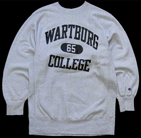 90s USA製 Championチャンピオン WARTBURG 65 COLLEGE 三段中抜き リバースウィーブ スウェット 杢グレー XXL★特大