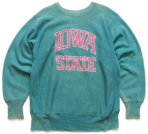 90s USA製 Championチャンピオン IOWA STATE ひび割れプリント