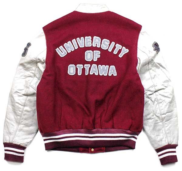 90s カナダ製 UNIVERSITY OF OTTAWA パッチ付き スタンドカラー