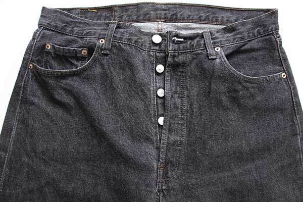 90s USA製 Levi'sリーバイス 501 先染め ブラック デニムパンツ ペンキ飛び w36