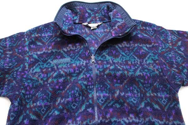 古着 90年代 コロンビア Columbia 総柄 ハーフジップ フリース