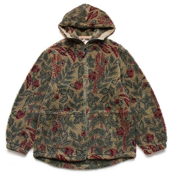 90s USA製 Woolrich ウールリッチ 総柄 ジップフリースジャケット-