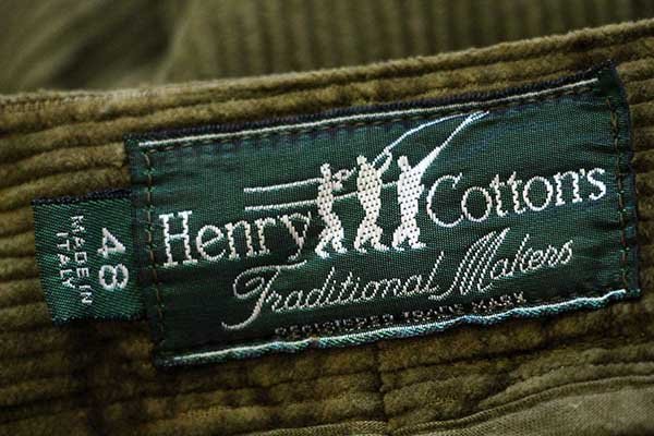 90s イタリア製 Henry Cotton's ツータック コットン 太畝
