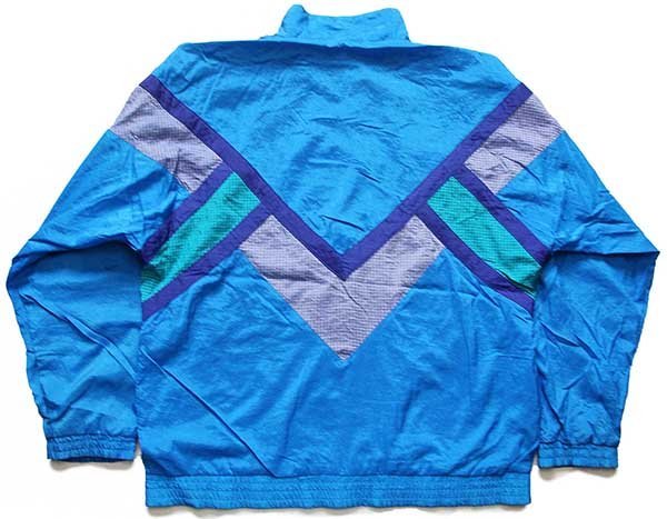 90's アディダス ナイロンジャケット XL 青 マルチカラー 刺繍ロゴ