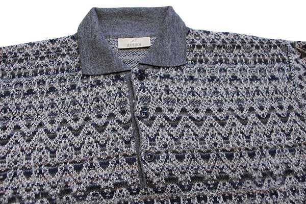 90s イタリア製 RODES 編み柄 襟付き ウール混 ニット セーター☆B