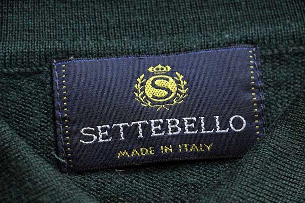 90s イタリア製 SETTEBELLO ラグ柄 ニット ポロシャツ☆セーター