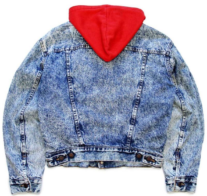 80s USA製 Levi'sリーバイス 57526 スウェット ジップパーカーライナー ケミカルウォッシュ デニムジャケット 4ポケット ボーイズL