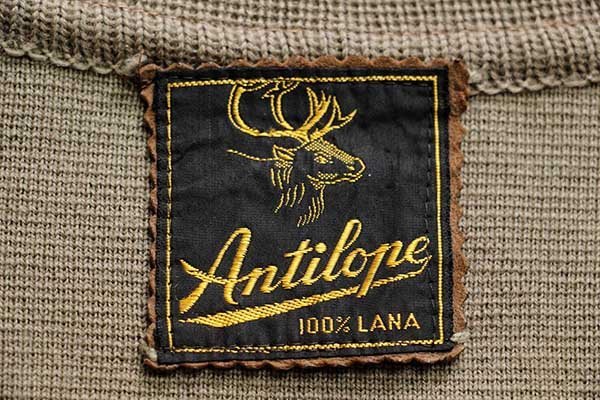 60s Antilope ディアスキン レザー切り替え ウールニット