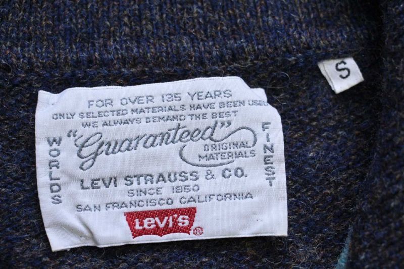 80s イタリア製 Levi'sリーバイス アーガイル柄 襟付き ウールニット 