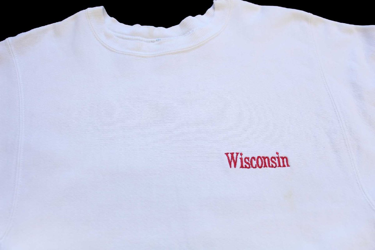80s USA製 Championチャンピオン Wisconsin 刺繍 リバースウィーブ 