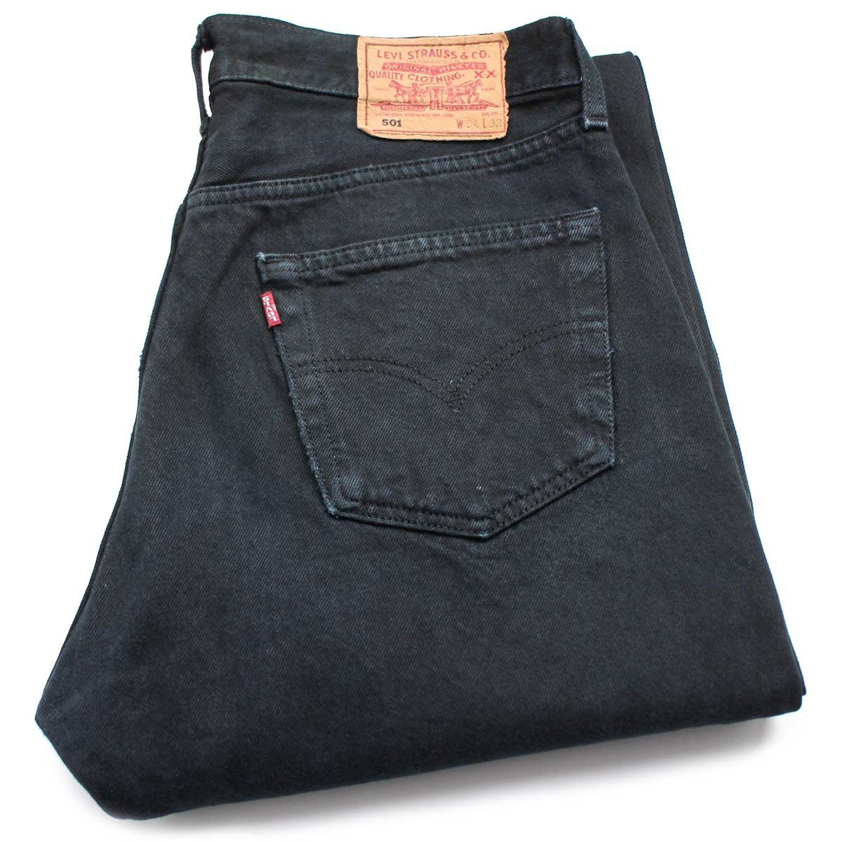 90s 英国製 Levi'sリーバイス 501 ペンキ飛び 後染め ブラック デニム 