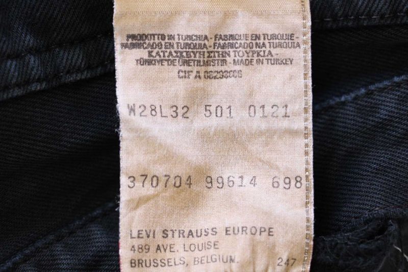 90s トルコ製 Levi'sリーバイス 501 後染め ブラック デニム