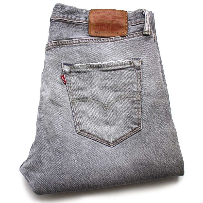 メキシコ製 Levi'sリーバイス 501 ストレッチ ダメージ 先染め グレー