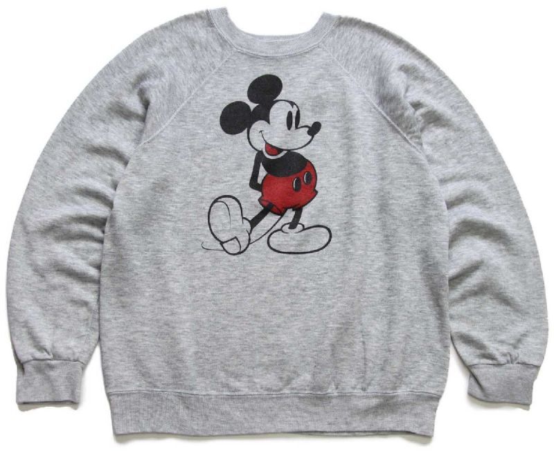 80s Disneyディズニー ミッキー マウス スウェット 杢グレー L 