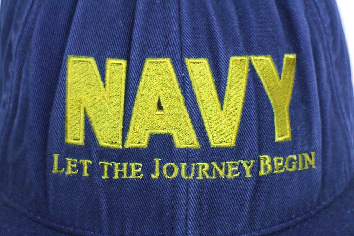 90s USA製 米軍 NAVY LET THE JOURNEY BEGIN 刺繍 コットン