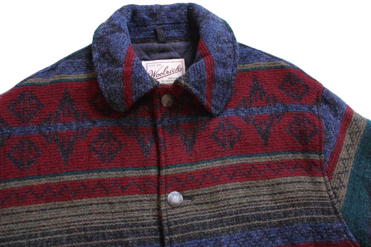 90s USA製 Woolrichウールリッチ フォークロア柄 コンチョボタン
