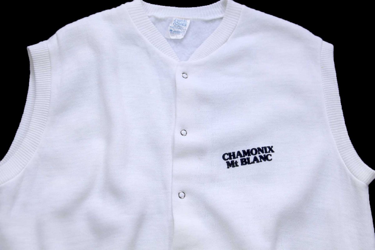 画像3: 80s フランス製 CHAMONIX Mt BLANC フェルトプリント アクリル スウェットベスト 白 (3)