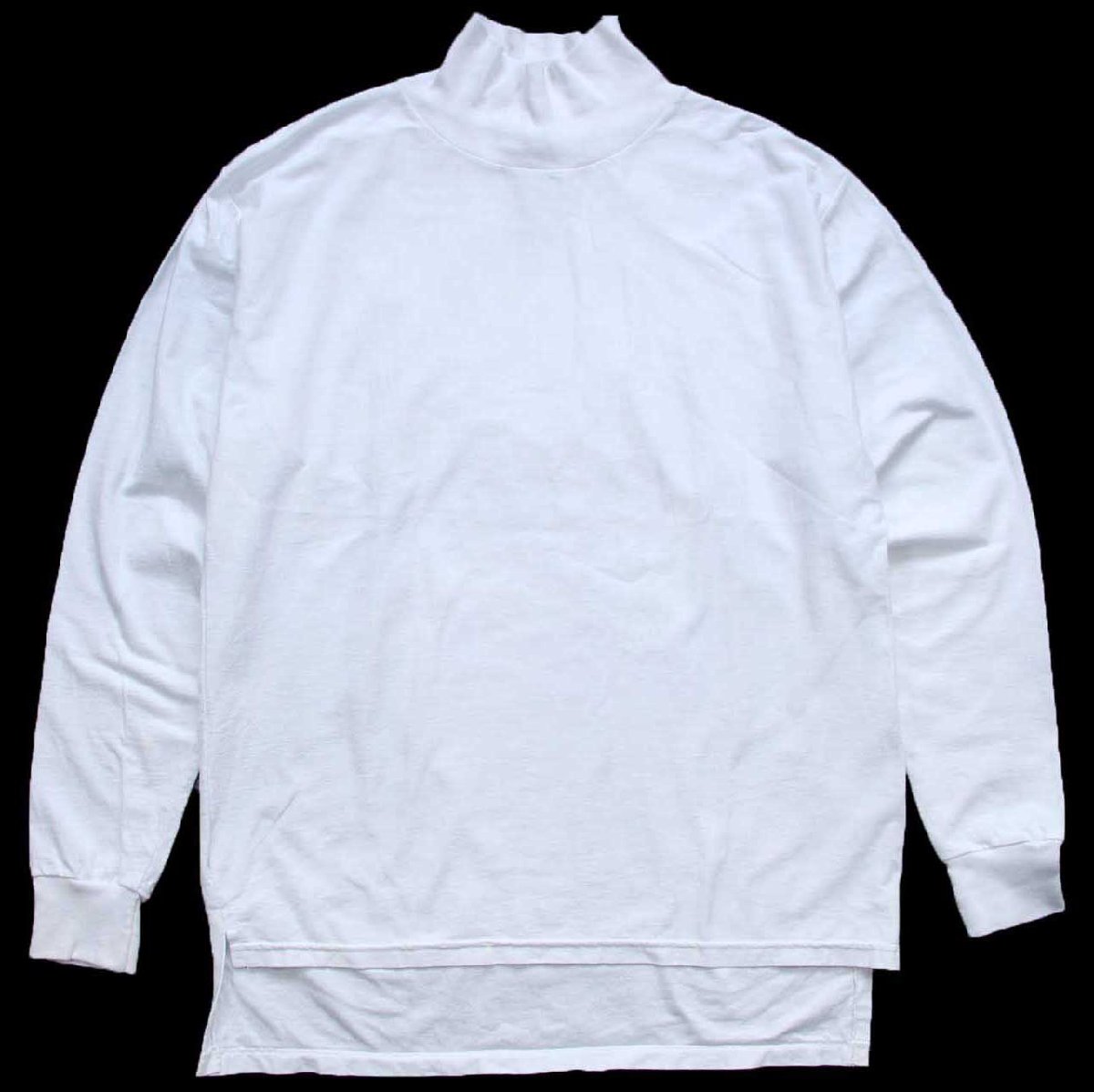 画像2: 90s 米軍 U.S.NAVY 無地 タートルネック フライト デッキクルー コットン 長袖Tシャツ 白 XL (2)