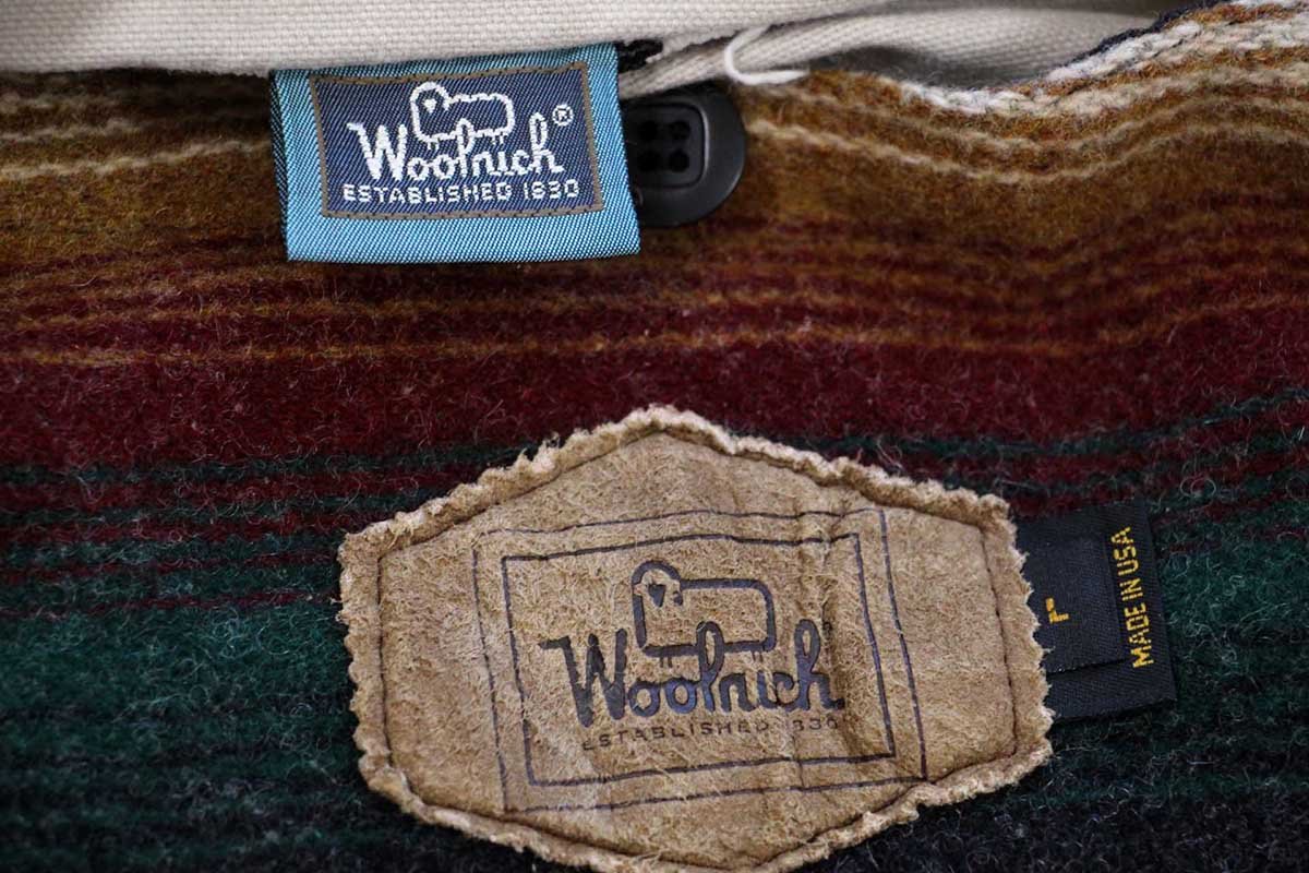 画像5: 90s USA製 Woolrichウールリッチ ラグ柄 ウールライナー コットン キャンバス フィールドコート ベージュ L★ジャケット (5)