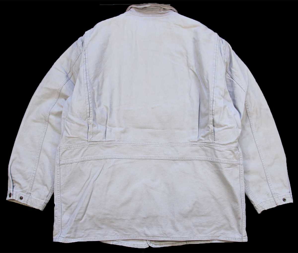 画像2: 90s USA製 Woolrichウールリッチ ラグ柄 ウールライナー コットン キャンバス フィールドコート ベージュ L★ジャケット (2)