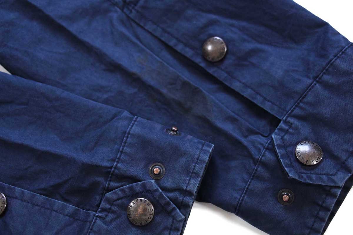 画像8: 00s ポロ ラルフローレン ROYAL NAVY コットンポプリン モーターサイクルコート 紺 L★ロイヤルネイビー (8)