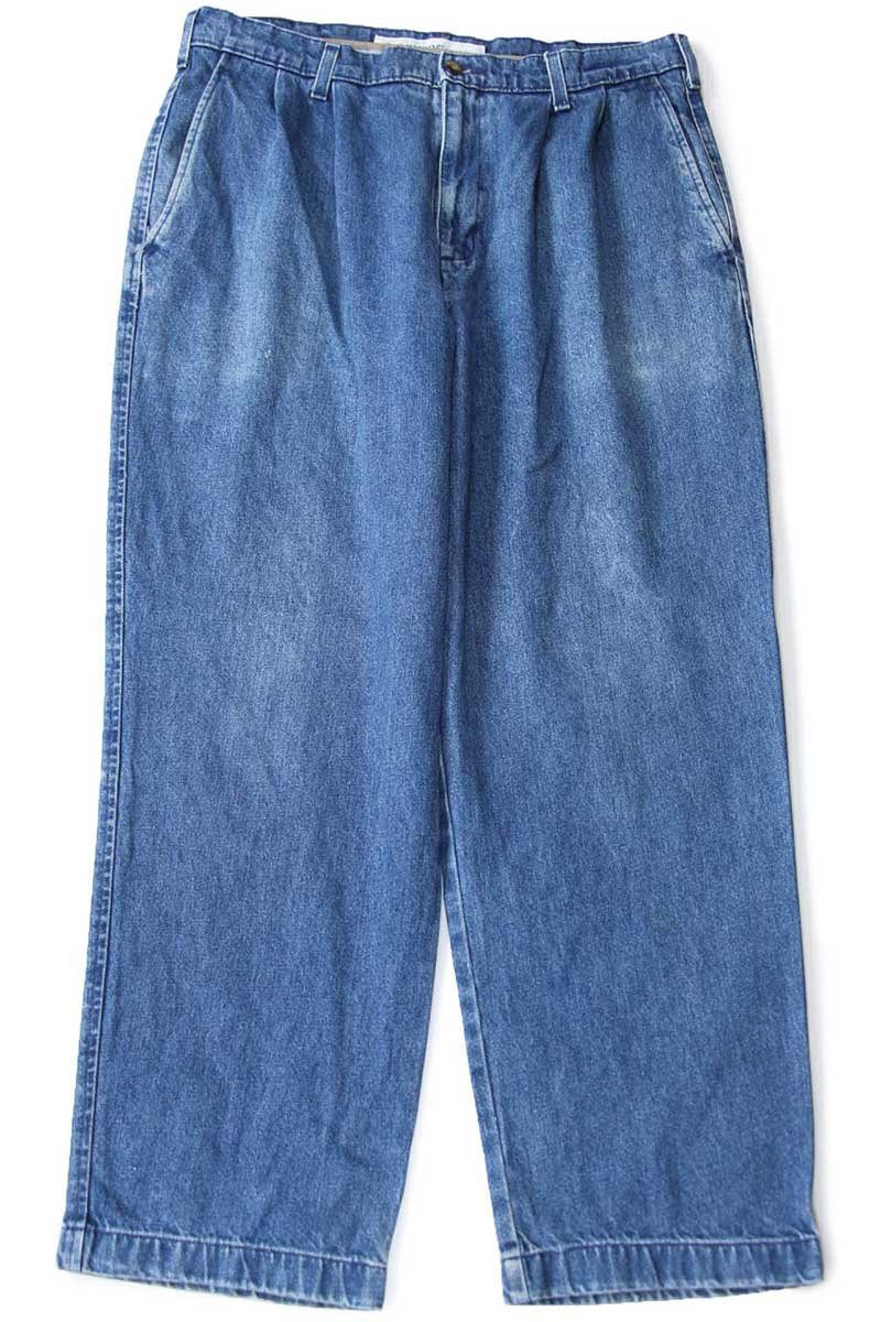 画像2: 90s DOCKERSドッカーズ ツータック デニム トラウザーズ W36 L29★Levi'sリーバイス (2)