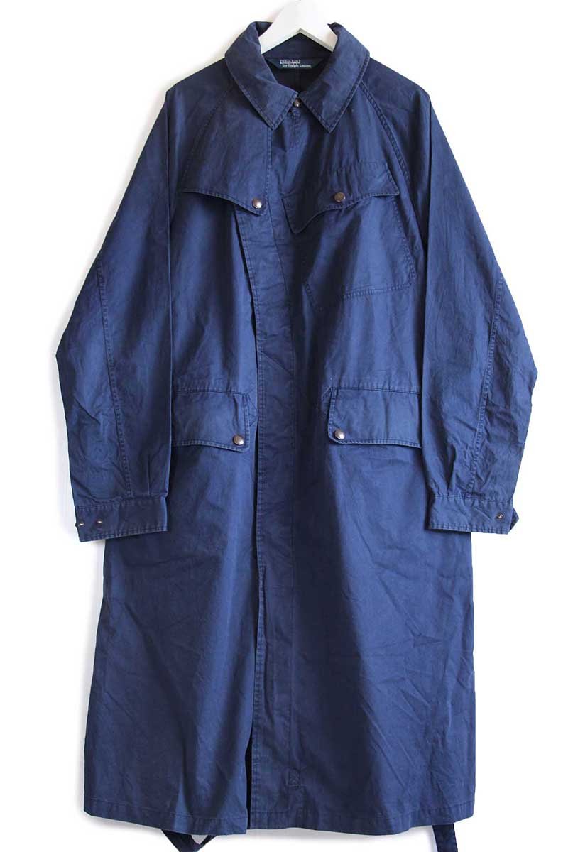画像2: 00s ポロ ラルフローレン ROYAL NAVY コットンポプリン モーターサイクルコート 紺 L★ロイヤルネイビー (2)