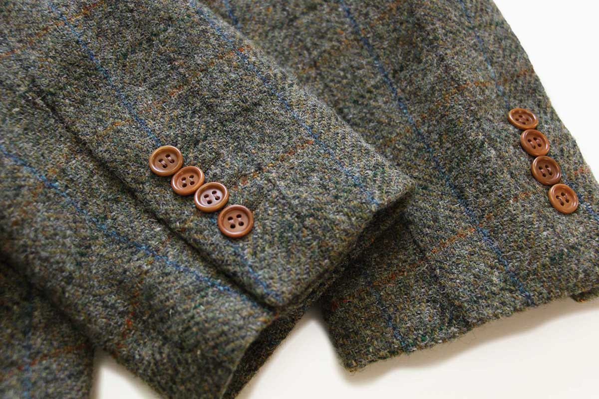画像8: イタリア製 David Saddler Harris Tweed ハリスツイード チェック 3つボタン ウール テーラードジャケット 54★ブレザー (8)