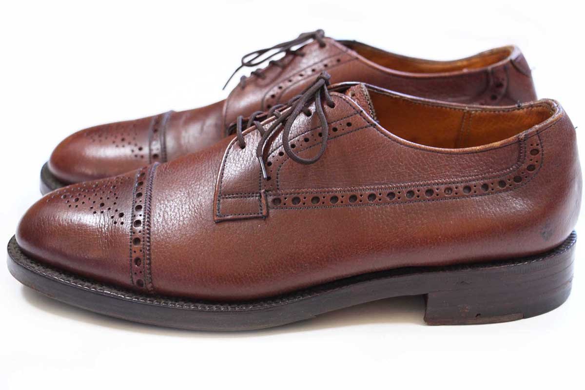 画像2: 英国製 K SHOES ストレートチップ レザーシューズ 赤茶 6.5★革靴 (2)