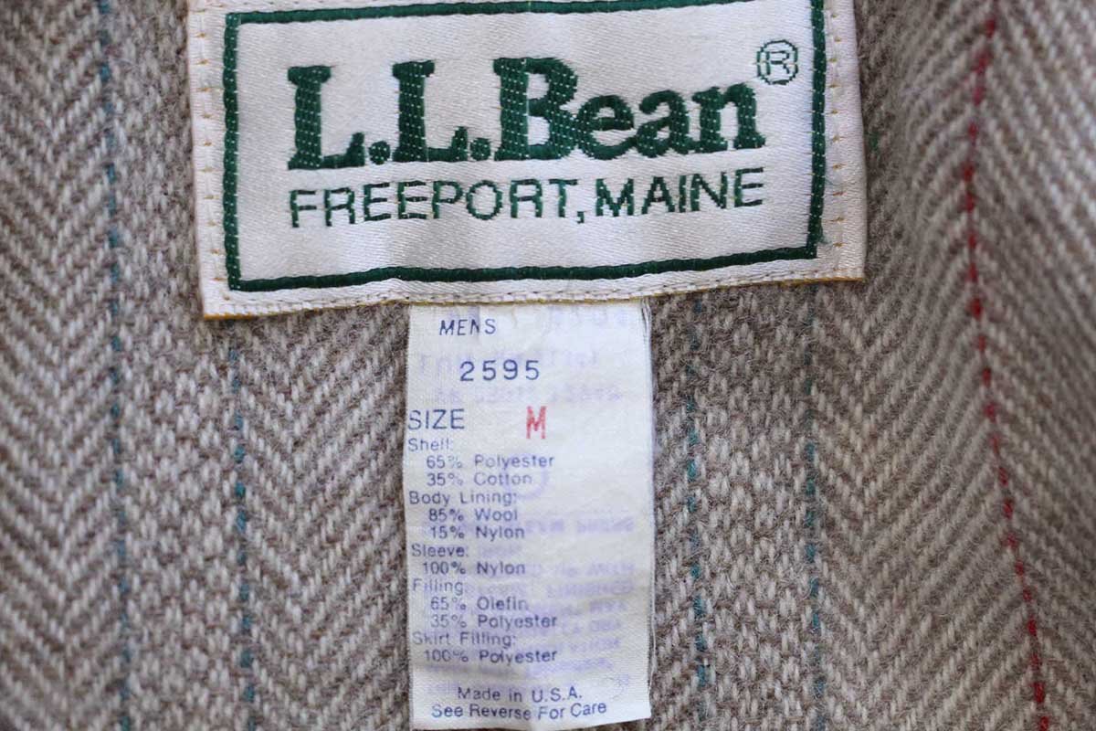 画像4: 80s USA製 L.L.Bean 中綿入り ツイードライナー ロング ストームコート ベージュ M★マウンテン モンスターパーカー (4)