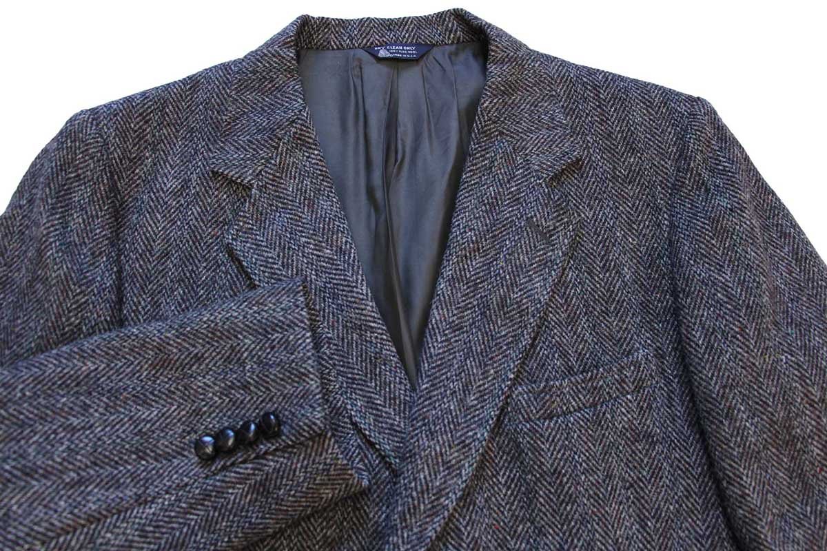 画像3: 80s USA製 Harris Tweed ハリスツイード 2つボタン ネップ入り ウール テーラードジャケット★ブレザー (3)