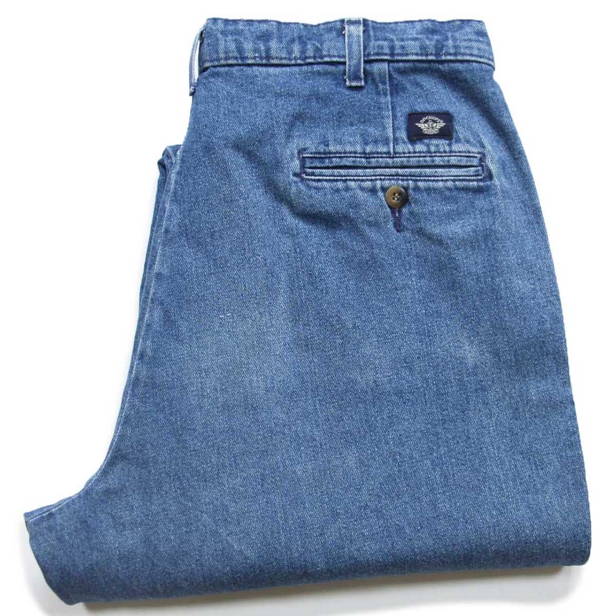 画像1: 90s DOCKERSドッカーズ ツータック デニム トラウザーズ W36 L29★Levi'sリーバイス (1)
