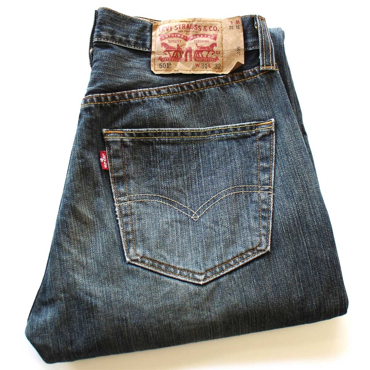 画像1: ポーランド製 Levi'sリーバイス 501 USED加工 デニムパンツ W31 L32★SDP4337 ユーロ (1)