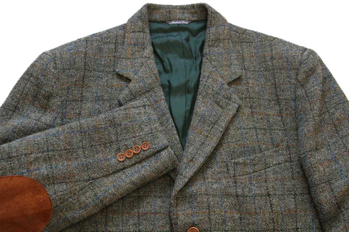 画像3: イタリア製 David Saddler Harris Tweed ハリスツイード チェック 3つボタン ウール テーラードジャケット 54★ブレザー (3)