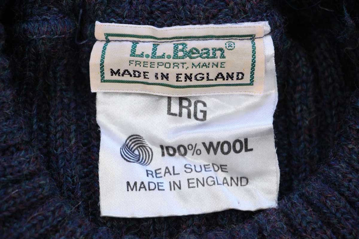 画像4: 80s 英国製 L.L.Bean ウールニット コマンドセーター ネイビー ミックス L (4)