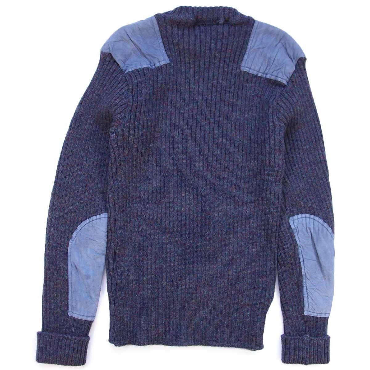 画像2: 80s 英国製 L.L.Bean ウールニット コマンドセーター ネイビー ミックス L (2)