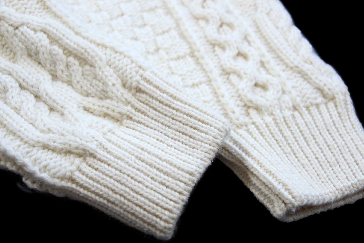 画像6: アイルランド製 aran crafts ケーブル編み メリノウールニット セーター ナチュラル XXL★特大 フィッシャーマン (6)