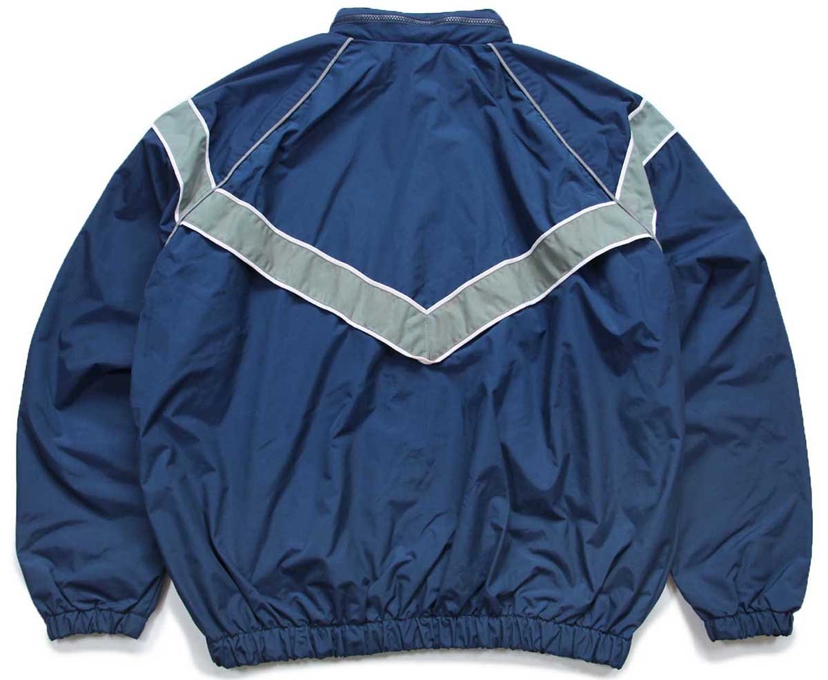 画像2: 00s 米軍 U.S.AIR FORCE ロゴ刺繍 PTU トレーニング ナイロンジャケット 紺 L-R★IPFU (2)