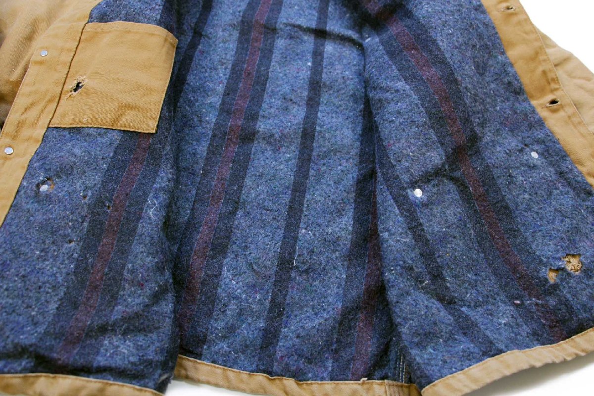 画像5: 90s carharttカーハート ダメージ ブランケットライナー ダック地 チョアコート カバーオール 茶 特大 (5)