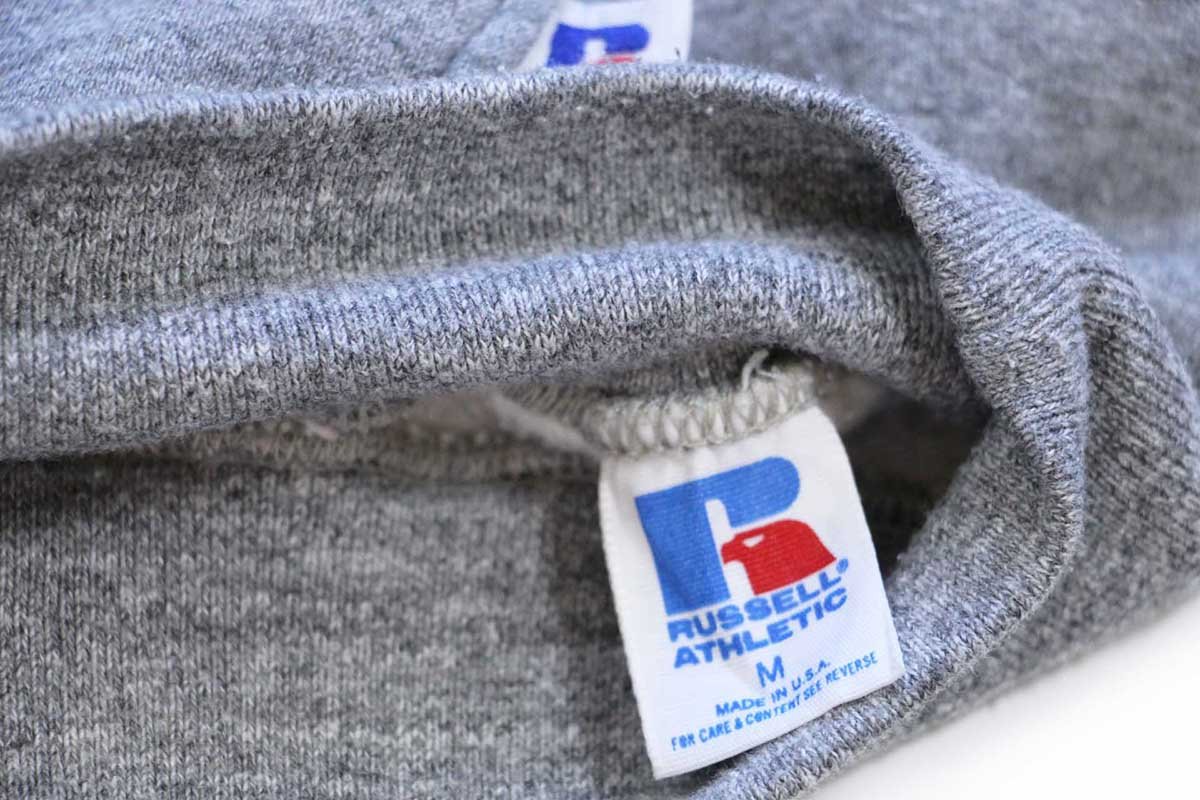 画像4: 80s USA製 RUSSELLラッセル 無地 スウェットパーカー 杢グレー M★フーディー ブランク (4)