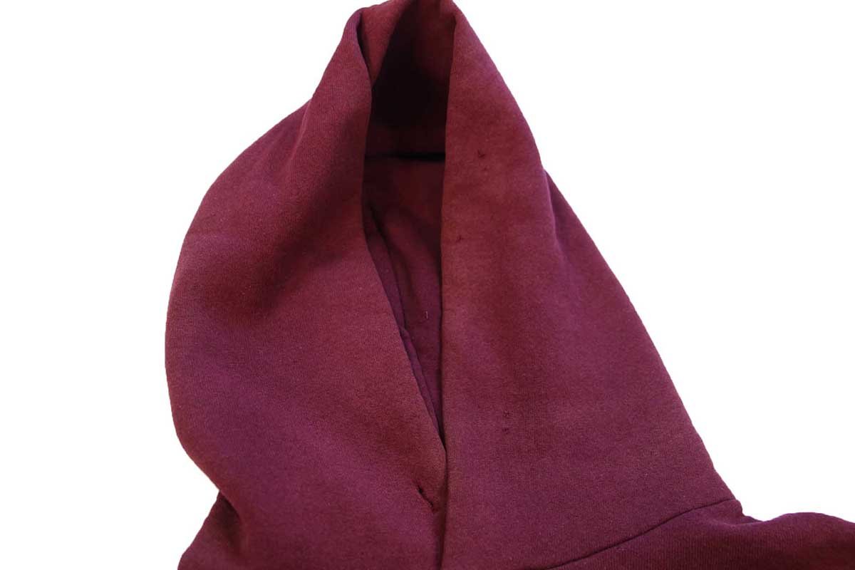 画像4: 90s USA製 RUSSELLラッセル 無地 ブリーチ スウェットパーカー ワインレッド フェード L★フーディー ブランク (4)