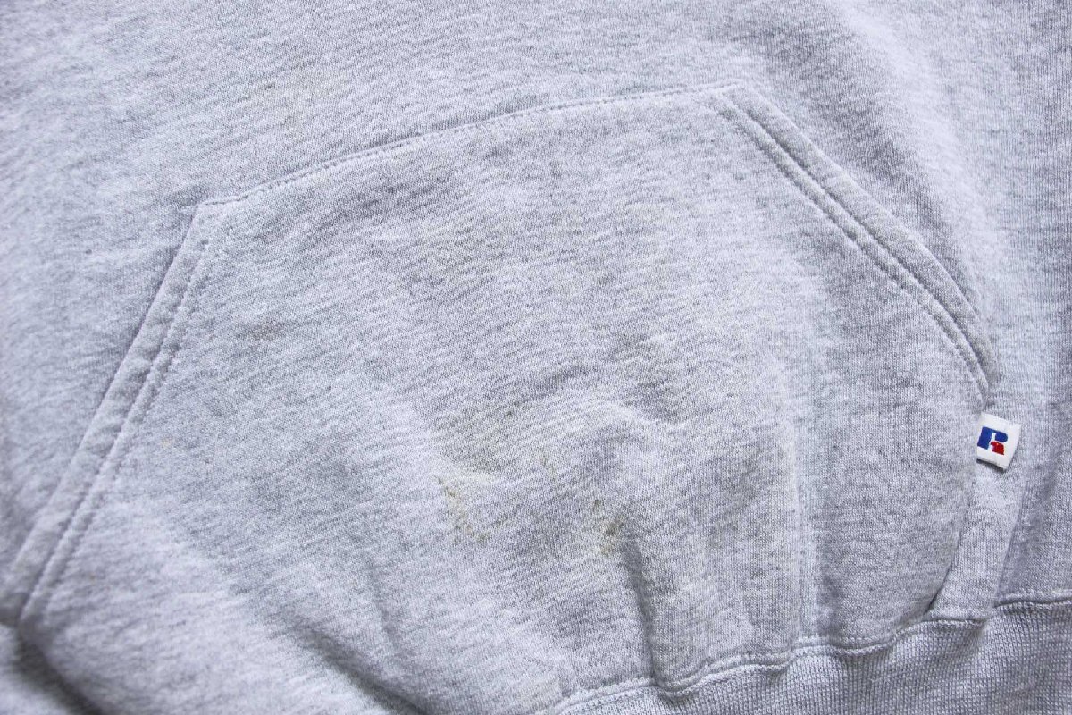 画像6: 90s USA製 RUSSELLラッセル 無地 スウェットパーカー 杢グレー M★I フーディー ブランク (6)